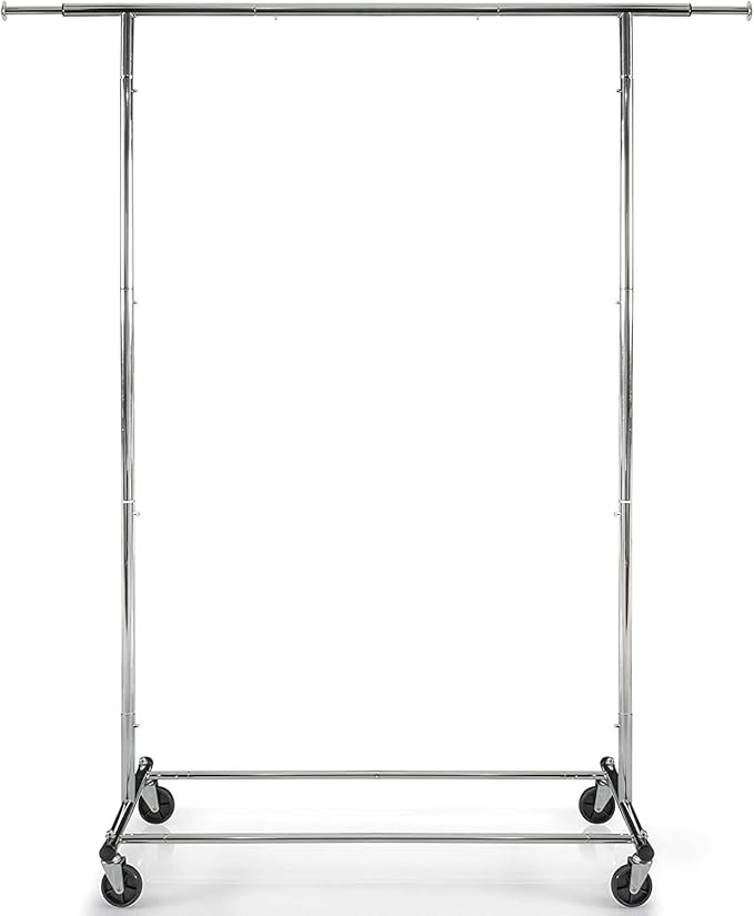 HOME IT Clothes Rack for Hanging Clothes - Heavy Duty Commercial Grade Chrome for Clothing, Garment Rack Adjustable, Collapsible, Expandable Clothing Rack, 200 LBS Capacity