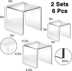 Fixwal 2 Set Acrylic Display Risers Cupcake Stands Clear Dessert Table Display Set, Display Shelf for Funko POP Figures-3"x4"x5"
