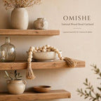 OMISHE 60" Long Extra Large Wood Bead Garland with 1.6" Diameter Wooden Beads and Tassels, Rustic Farmhouse Country Decorative Beads for Home Decor Tiered Tray Decor, Natural Beige