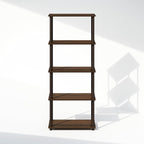 Furinno Turn-N-Tube Book Shelf, 5-Tier Bookshelf, Bookcase with Multipurpose Compact Display Rack, 11.6 x 23.6 x 57.4, for Living Room, Bedroom, Home Office, Walnut/Brown
