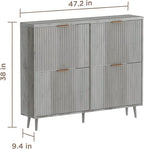 Shoe Cabinet Storage,Modern Freestanding Organizer with 4 Flip Drawers,Narrow Shoe Rack Cabinet for Entryway,Grey