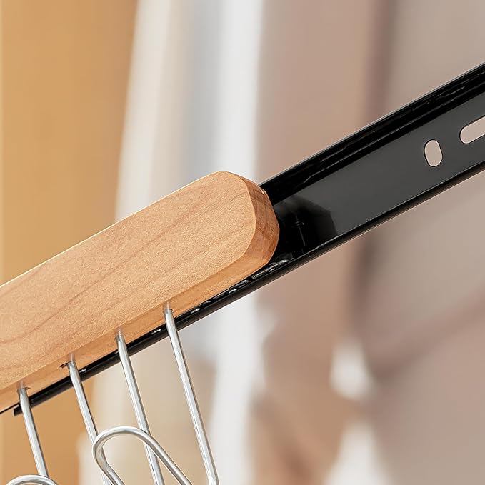 Pull Out Belt Rack for Closet, Sliding Hooks Hanger Rack for Bras Ties Tank Top Scarf Jewelry, Space Saving Organizr for Wardrobe Cabinet, Left & Right Side 8 Hooks Rail, 2 Pcs