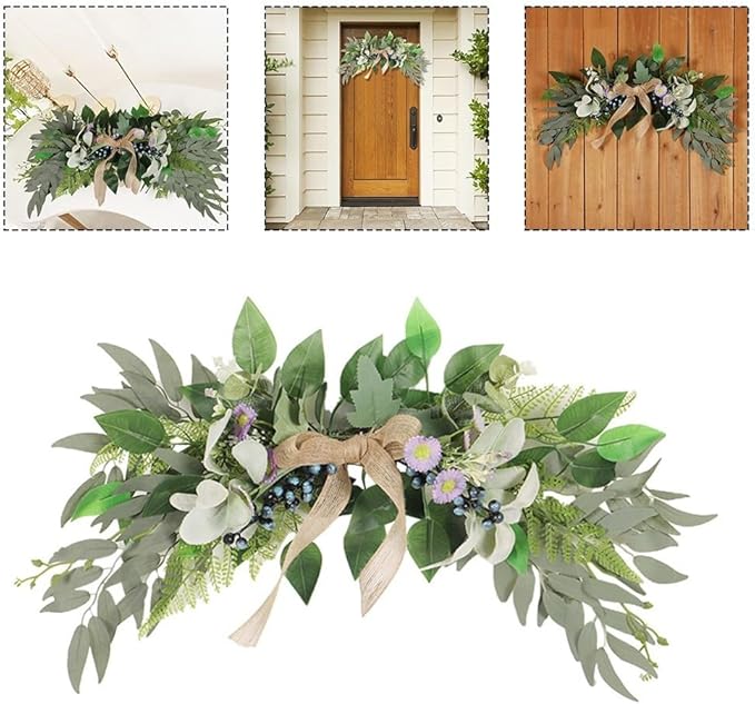 21 7 Inch Artificial Eucalyptus and Daisy Swag, Great for Event and Home Decor, Effortless Style for Any Setting