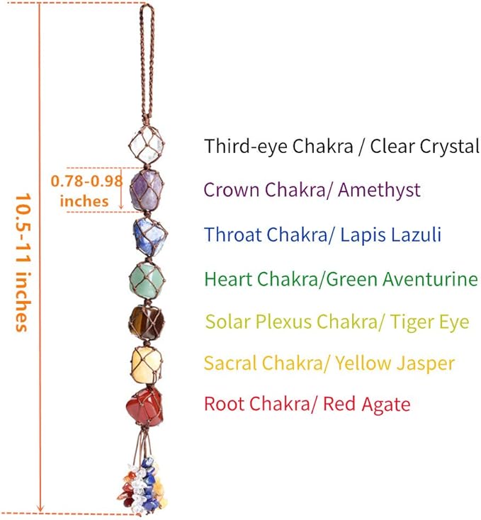 Handmade Crystal Window Car Hanging Ornaments 7 Chakra Home Decoration Feng Shui Ornament Yoga Meditation Car Decoration Tumbled Palm Stones