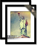 100% Solid Wood 8.5 x 11 Picture Frame Set of 2, Black Frame Display Photo 6 x 8 with Mat or 8.5x11 without Mat, 8.5by11 HQ Matte Black Frame for Wall - 2 Pack/Black/8.5"x11"