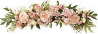 Wedding Arch Flowers, 25.6 Inch Artificial Rose Flower Swag, Decorative Rose Floral Swag for Lintel, Green Leaves Flower Garland for Home Garden Wedding Door Decor (Pink)