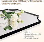 ANDY STAR Matte Black Bathroom Mirror, 22x30'' Scalloped Mirror for Bathroom, Unique Rectangle Bathroom Mirror in Premium Stainless Steel Frame, Deep 1", Ideal for Limited Space