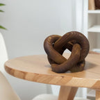 Wood Knot Chain Link Decor - 3 Link Boho Wooden Hand Carved Decorative Wooden Links Knots for Coffee Table Entryway Modern Farmhouse Shelf Decoration (Pumpkin)