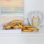 HMASYO Golden Wood Chain Link Decor, 5-Link Wooden Decorative Chain Home Decor Accents, Coffee Table Decor, Shelf Decor Aesthetic, Modern Bookshelf Table Decorative Objects for Living Room
