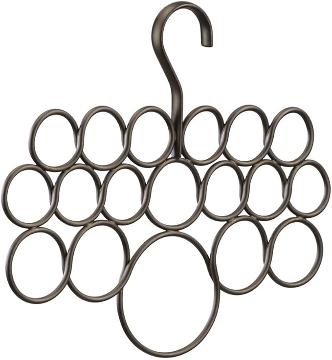 iDesign Axis Metal 18-Loop Wave Scarf Hanger, No Snag Closet Organization Storage Holder for Scarves, Men's Ties, Women's Shawls, Pashminas, Belts, Accessories, Clothes, 11.5" x .5" x 9.5" - Bronze