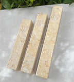 A&S Mezuzot Quartz Mezuzah Case with Engraved Shin Design Easy Peel and Stick Judaica Door Mezuza (Beige Stone, 6 Inches)