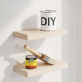 Homeforia Wood Floating Shelf 12 inch, High End Solid Natural Wood 12inch Floating Shelves for Wall Mounted, Unfinished Small Wooden Floating Shelves, Heavy Duty Bracket, 12 X 6.5 X 1.75 in, Set of 2