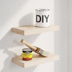 Homeforia Wood Floating Shelf 12 inch, High End Solid Natural Wood 12inch Floating Shelves for Wall Mounted, Unfinished Small Wooden Floating Shelves, Heavy Duty Bracket, 12 X 6.5 X 1.75 in, Set of 4