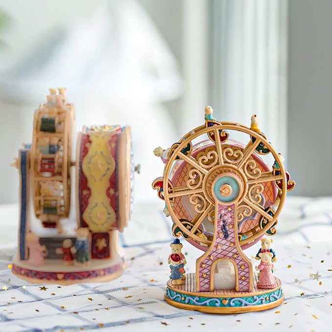 LOVE FOR YOU Gift Wrapped Music Box Bear Ferris Wheel Musical Decoration for Girls Kids Sister Son Daughter Mom Granddaughter Grandma Niece Children Women Christmas Birthday Presents Gifts