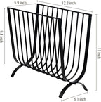 MyGift Matte Black Metal Magazine Rack, Deluxe Mid Century Wire Magazine Rack, Tabletop or Floor Standing Sling Basket for Magazines and Newspapers