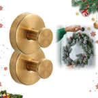 Linwnil Suction Cup Wreath Hanger，Suction Cup Hooks Hanging 10Lbs，Waterproof Suction Cup Wreath Holder for Windows, Shower, Wreaths，Smooth Doors (2, Gold)