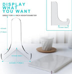 Boloyo 60-Degree Angle Acrylic Plate Display Stand , 4.5 Inch 5PC Clear Acrylic Display Holder Easel Base for Home Office Kitchen School Art Display