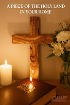 Zuluf Wall Hanging Olive Wood Cross | Hand Carved Cross | Olivewood Christian Wall Cross With Holy Land Certificate | Ideal Gift for Home Decoration, Weddings and Home Office 20cm / 7.8" CRS051