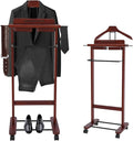 Suit Valet Stand | Valet Stand for Man and Women | Wooden Valet Stand with Drawer | Freestanding Clothes Rack | Contour Hanger | Top Tray | Trouser Bar | Tie & Belt Hooks | Bottom Shoe Rack
