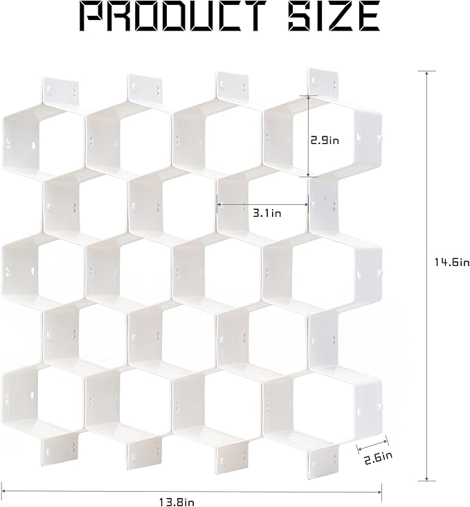 Honeycomb Drawer Divider Suitable for bedroom underwear Socks Cosmetic storage locker sorting 8-piece drawer organizer(White)