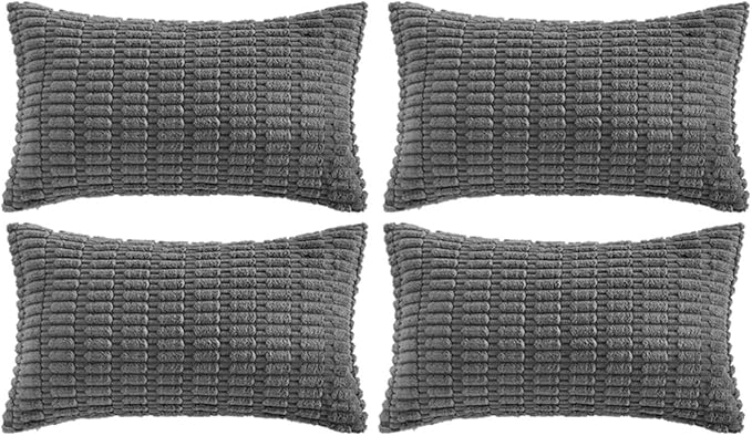 Fancy Homi 4 Packs Decorative Throw Pillow Covers for Living Room Couch Bed, Modern Farmhouse Boho Home Décor Accent Cushion Case, 24" x 16", Dark Gray