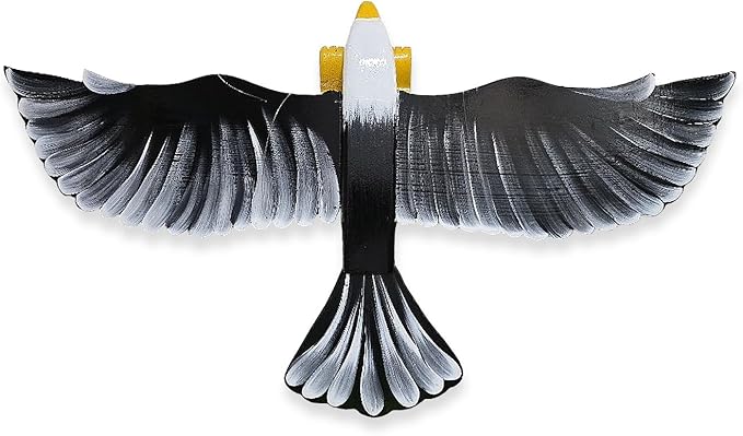 WitnyStore Wooden Bird Mobile 25" Black Flying Eagle Hand Made Painted Wood Flapping Wing Birds Hanging Ceiling Decor Wind Chimes Handcrafted Art Animal Decorative Collectibles Décor Gifts Souvenirs