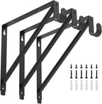 Heavy Duty Closet Rod & Shelf Brackets Clothes Hanger Pole Support Bracket Black 3 Pack