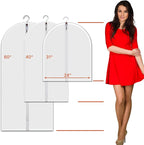 Hanging Garment Bags 12 Piece Set - 40 Inch Translucent Dust Proof Clothes Bag White Breathable Full Zipper Dust Cover for SuitTops Shirts Sports Jackets.