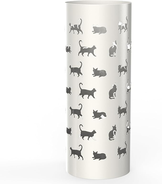 Mango Steam Round Cat Parade Umbrella Stand 22" Tall, White