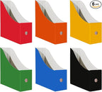 Limitliho Magazine File Folder Holder for Desk, Book Bins for Classroom Library,Office,Home, 10.6" H x 10.2" L x 3.5" W in Cardboard Paper Organizer (Six color, 6 Pack)