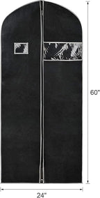 Syeeiex 60'' Dress Bags for Gowns, Set of 8 Garment Bags for Hanging Clothes, Dress Garment Bag, Dustproof and Keep Closet Tidy,Perfect for Suits,Evening Dresses,Fur Coat,Long Dress Gown(Black&Grey)