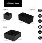 Drawer Organizer,12Pcs Dresser Drawer Organizers Foldable Closet Organization and Storage Dividers for Underwear, Sock, Baby Closet Organizer(Black)
