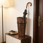 PRETYZOOM Wooden Umbrella Stand Storage Bucket Vintage Entryway Organizer Umbrella Holder Home Hallway Multifunctional Storage Stand 14.96 x 6.69 x 4.72 Inch