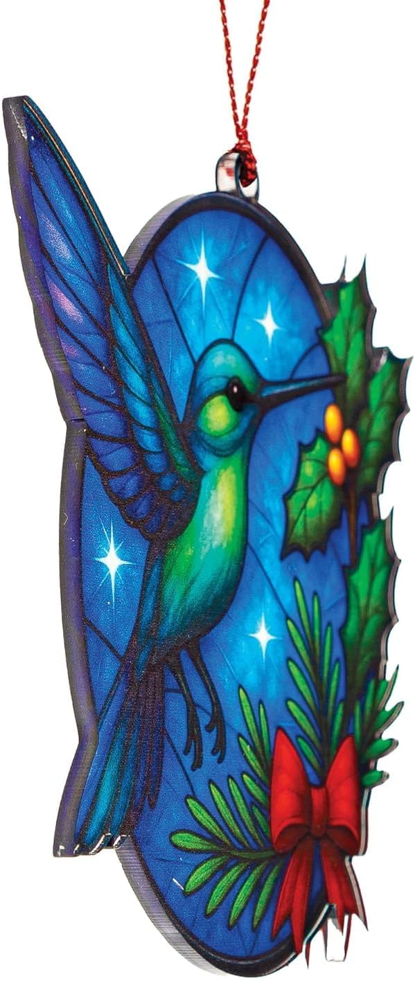 Christmas Ornaments 2026 – Hummingbird Suncatcher Window Hanging Decoration, Hummingbird Christmas Ornament for Holiday Tree, Unique Handmade Gift Idea, Beautiful Glass Style Ornament for Bird Lovers