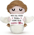 70th Birthday Gifts for Women Men, 1956 70th Birthday Decorations, Happy 70 Year Old Gifts for Family Friends - Handmade Positive Angel Crochet Doll