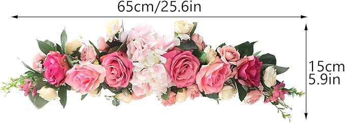 JUOPZKENN Artificial Rose Flower Swag, Wedding Arch Flowers 25in Decorative Swag Pink Peony Decorative Floral Swags Green Leaves Chair Back Flower for Wedding Arch Front Door Wall Decor(#1)