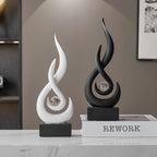 Modern Abstract Art Table Decoration,Resin Flame Statue Modern Centerpiece Ornaments for Living Room Great Gift Idea Home Decor,Collectibles (Black)