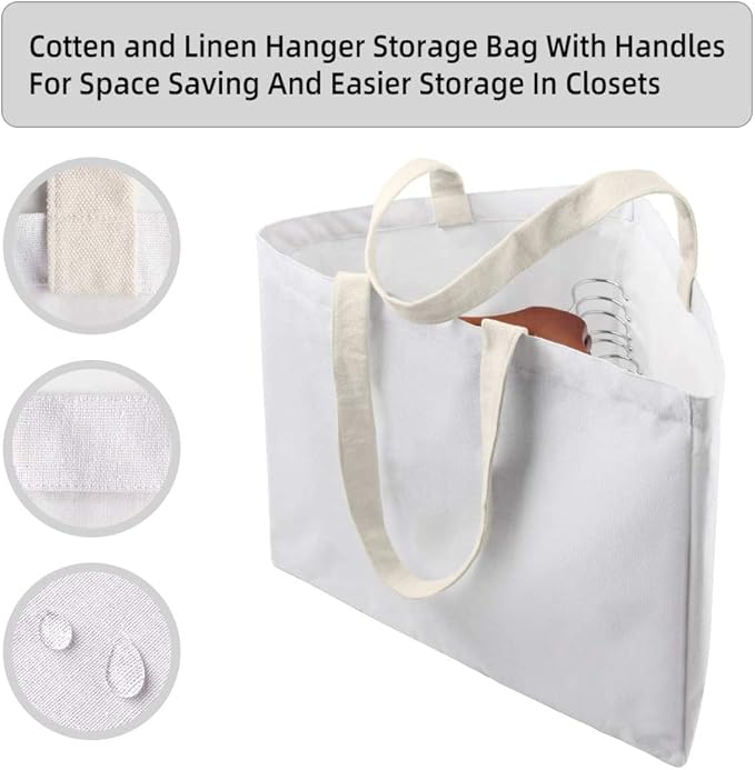 Clothes Hanger Organizer Holder for Space Saving, Hanger Triangle Storage Bag with Handles for Closet Tidier Laundry Rooms Wardrobe Drying Rack, Waterproof Portable Stacker Container (White)