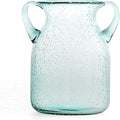 MDLUU Seeded Glass Vase, 4.6" W x 6.7" H, Clear, Double Ear Design, Coastal Modern Style, Perfect for Dining Room, Bedroom, Bathroom