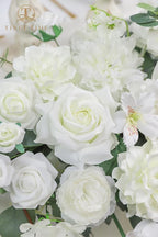 TINGE TIME Artificial Sweetheart Flower Swag with Table Cloth and Table Runner, Pack of 3 Floral Arrangement for Wedding Sweetheart Desktop Centerpiece Decoration Valentine's Day (IvoryWhite)