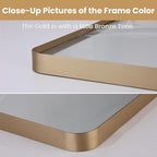 LOAAO 20”X30” Gold Bathroom Mirror, Rounded Rectangle Gold Frame Mirror, Brushed Gold Bathroom Vanity Mirror Wall-Mounted, Anti-Rust, Hangs Horizontally or Vertically