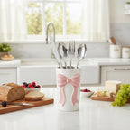 Pen Holder Bow Vase, White Flower Vase for Home Decor, White and Pink Ceramic Vases for Boho Style, Large Vases for Ideal Shelf Decor/Table/Living Room. (Pink 4, Large)