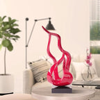 Abstract Sculpture Decor Modern Art Gift Holy Flame Figurine Statue for Bookshelf Table Desktop Office Red 16.5 Inch