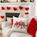 RABUSOFA Valentines Pillow Covers 18x18 inch Valentines Day Decoration Red Love Heart Cardinal Anniversary Wedding Throw Pillowcase for Couch Home Decor(15)