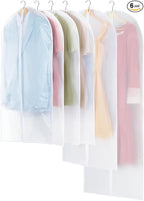 Translucent Garment Bags for Hanging Clothes - Frosted Clothes Storage Bags for Suits, Dresses, Closet Storage - 6 Pack