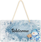 Blueangle Blue Snowman Welcome Sign - Front Door Decor Wall Hanging Acrylic Plaque Porch Decorations for Home
