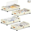 Yecaye Under Bed Storage with Wheels, 4 Pack Under the Bed Storage Containers with Lids & Label, XXL 60L Rolling Underbed Storage Drawers for Clothes, Blankets, Shoes, Beige