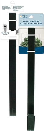 Jacent Key & Castle Wreath Hanger 15", Black Metal Indoor Outdoor Door Decoration Hook