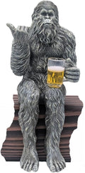 John Bernard & Company Party Bigfoot Male Hang Loose Beer Drinking Decorative Sasquatch Yeti Statue/Figurine 10 Inch H Shelf Sitter Figurine (Stone Gray)