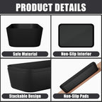 Plastic Drawer Organizers, 18 PCS Drawer Organizer Bins, Bathroom and Vanity Organizer Plastic Tray, Makeup organizer and storage for Makeup, Bedroom, Kitchen Gadgets Utensils and Office (Black)